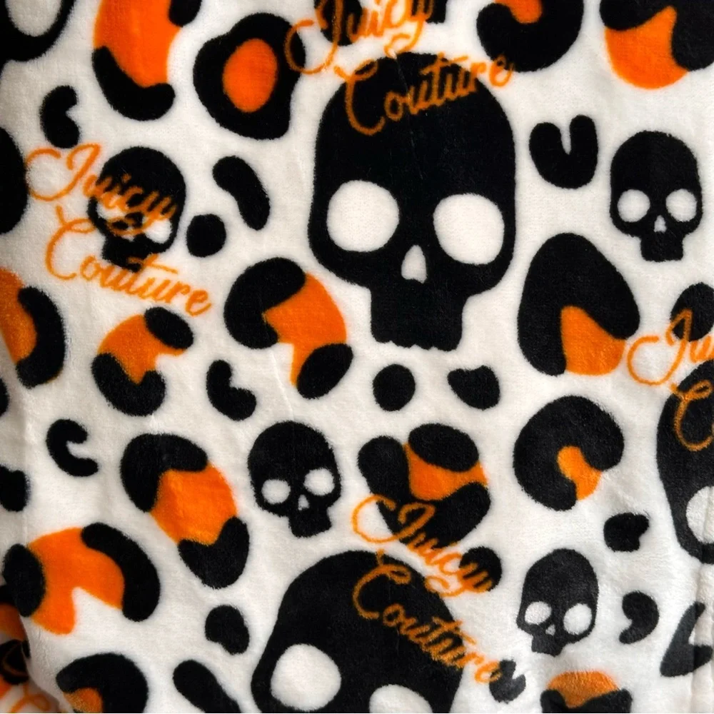 Juicy Couture Halloween Black and Orange Skull Plush 50 x 70 Inch Throw Blanket